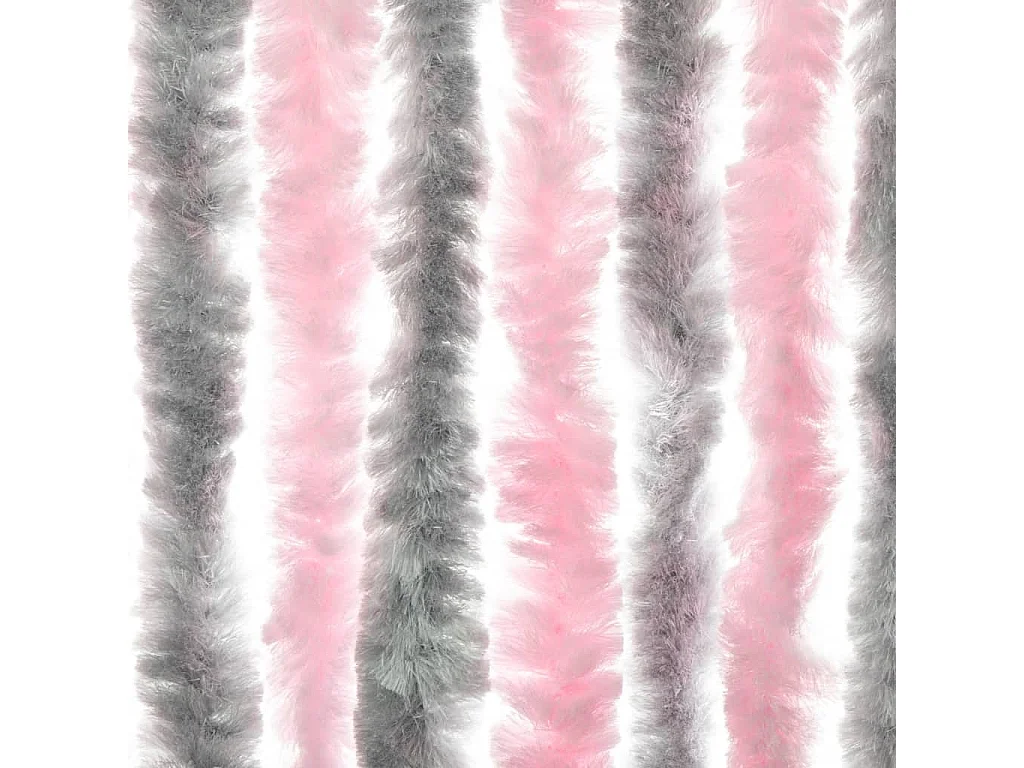 Rideau anti-mouches gris argenté et rose 100x200 cm chenille