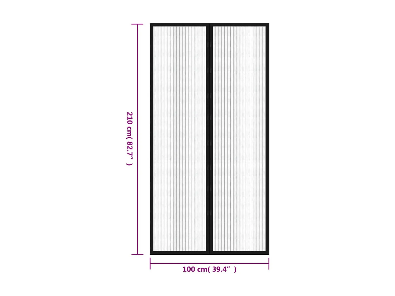 Rideau de porte contre insectes 210x100cm 2 pcs magnétique noir