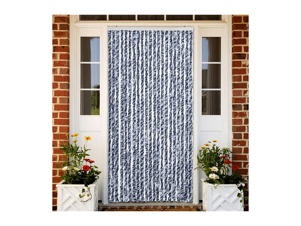 Moustiquaire Bleu blanc et argenté 90x220 cm Chenille