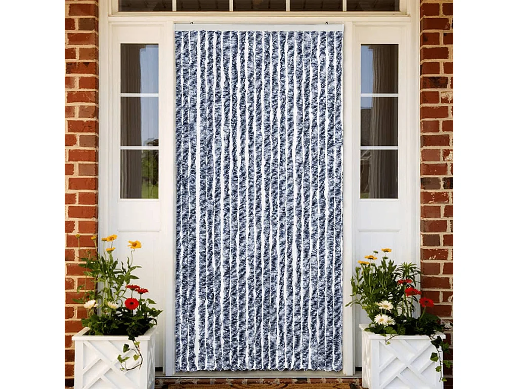 Moustiquaire Bleu blanc et argenté 90x220 cm Chenille