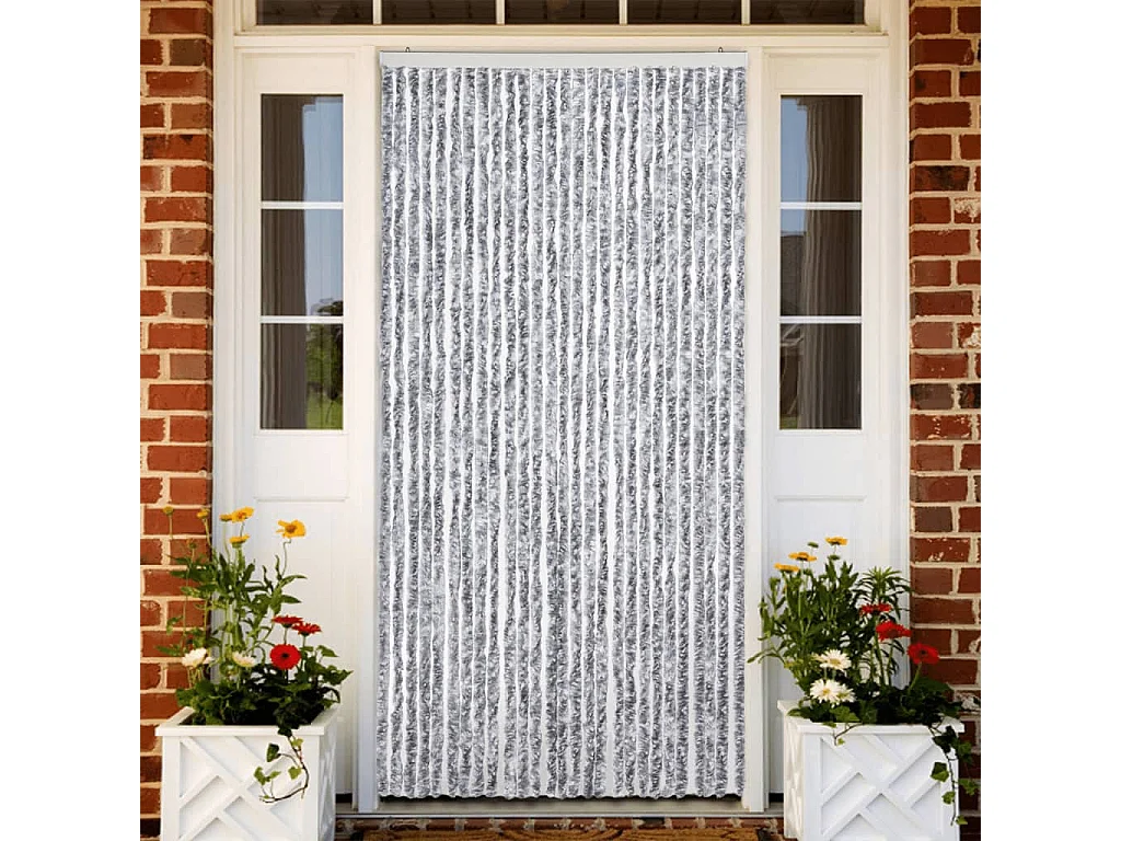 Mosquitera chenilla blanca y gris 118x220 cm