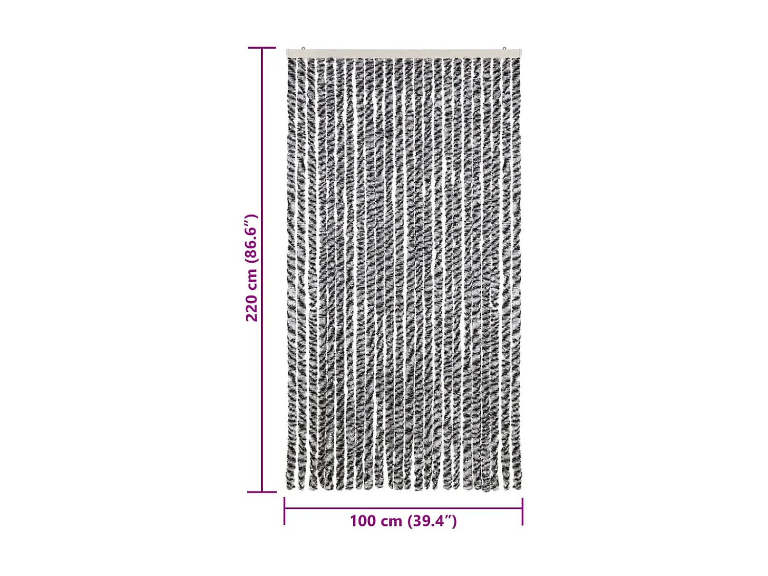 Cortina mosquitera gris y blanca y negra 100x220 cm chenilla