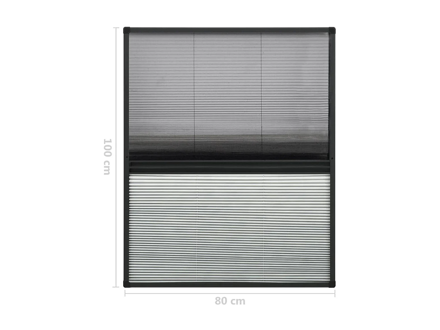 Moustiquaire plissée pour fenêtre Aluminium 80x100 cm et auvent