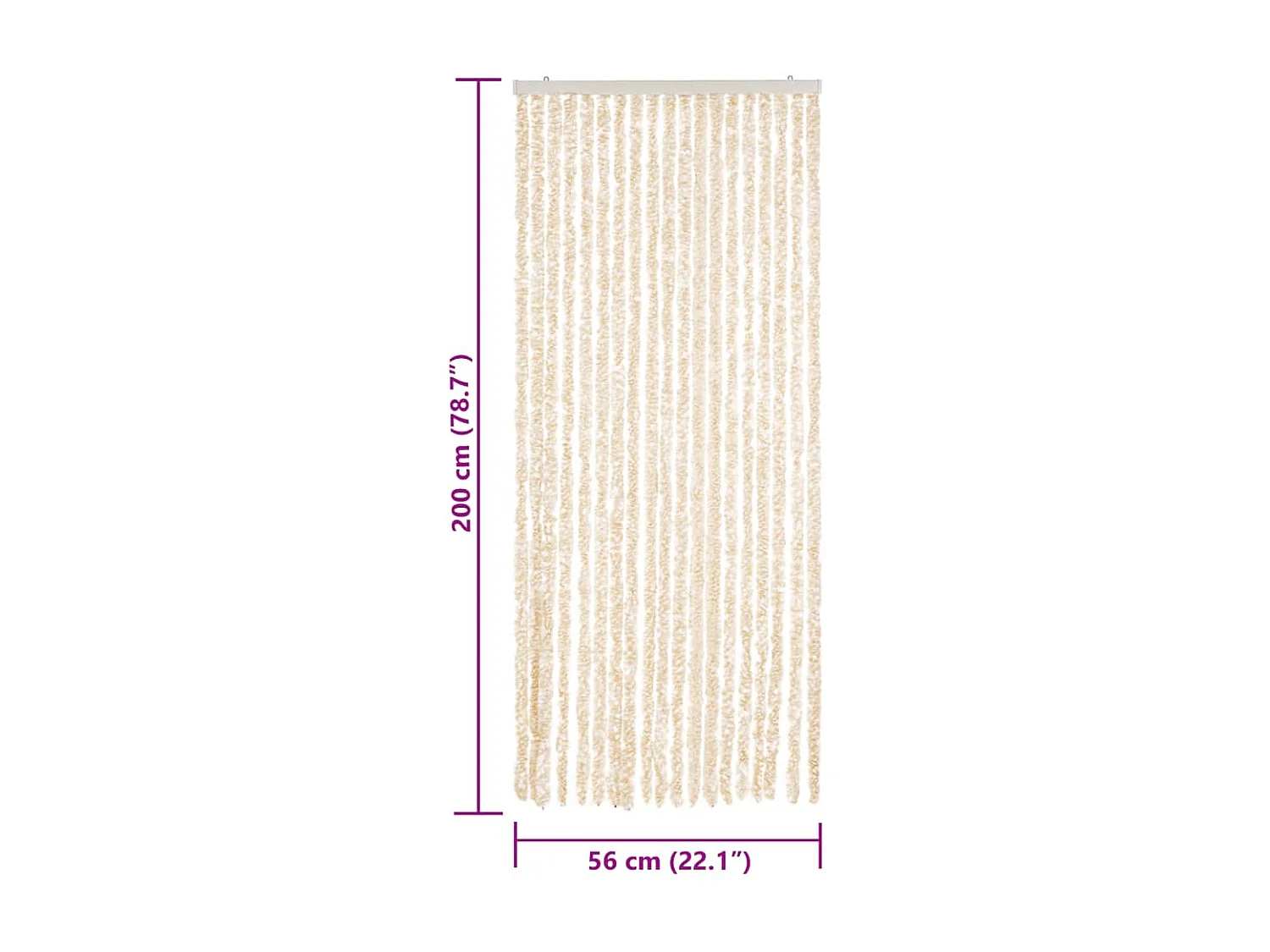 Cortina mosquiteira bege e branca 56x200 cm chenille