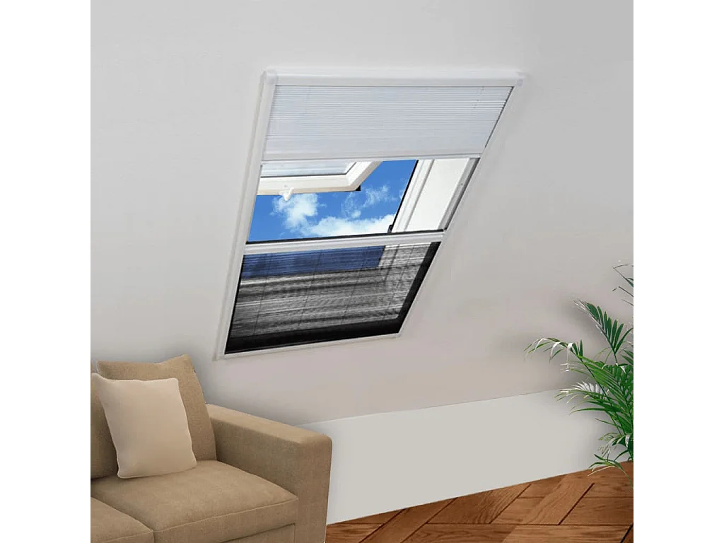 Moustiquaire plissée pour fenêtre et store Aluminium 60 x 80 cm