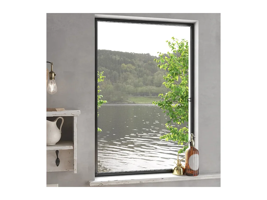 Zanzariera per finestra antracite 80x120 cm
