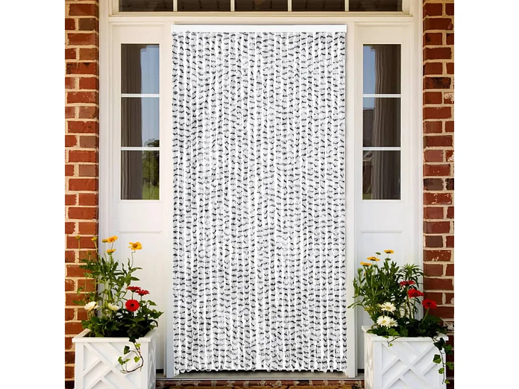 Rideau anti-mouches gris clair et gris foncé 118x220cm chenille