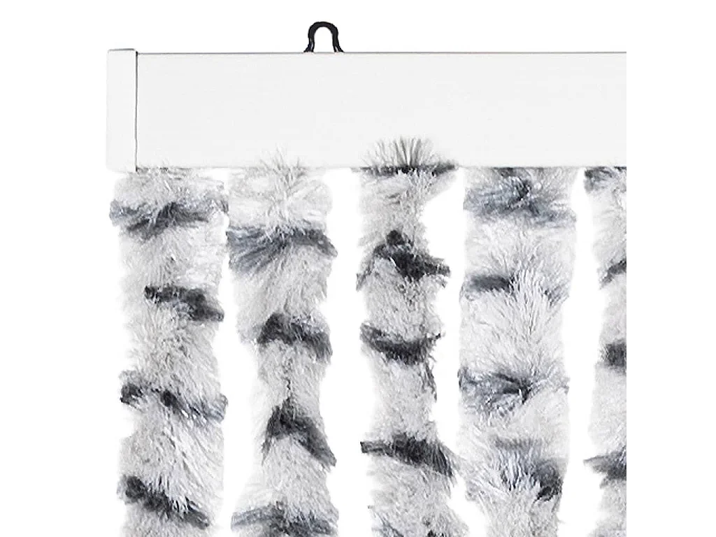 Rideau anti-mouches gris clair et gris foncé 118x220cm chenille