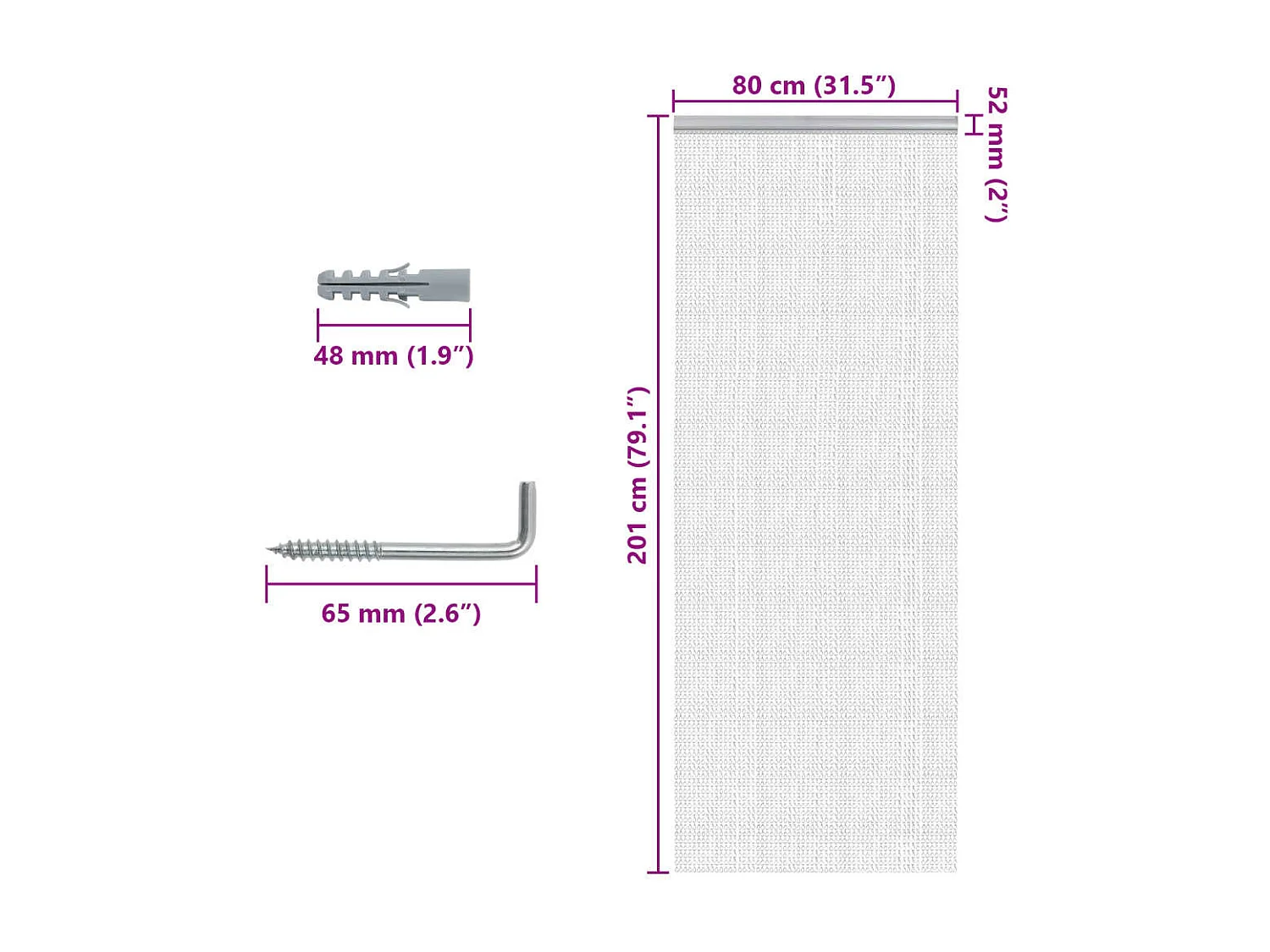 Moustiquaire de porte à cha?ne 80x201 cm aluminium
