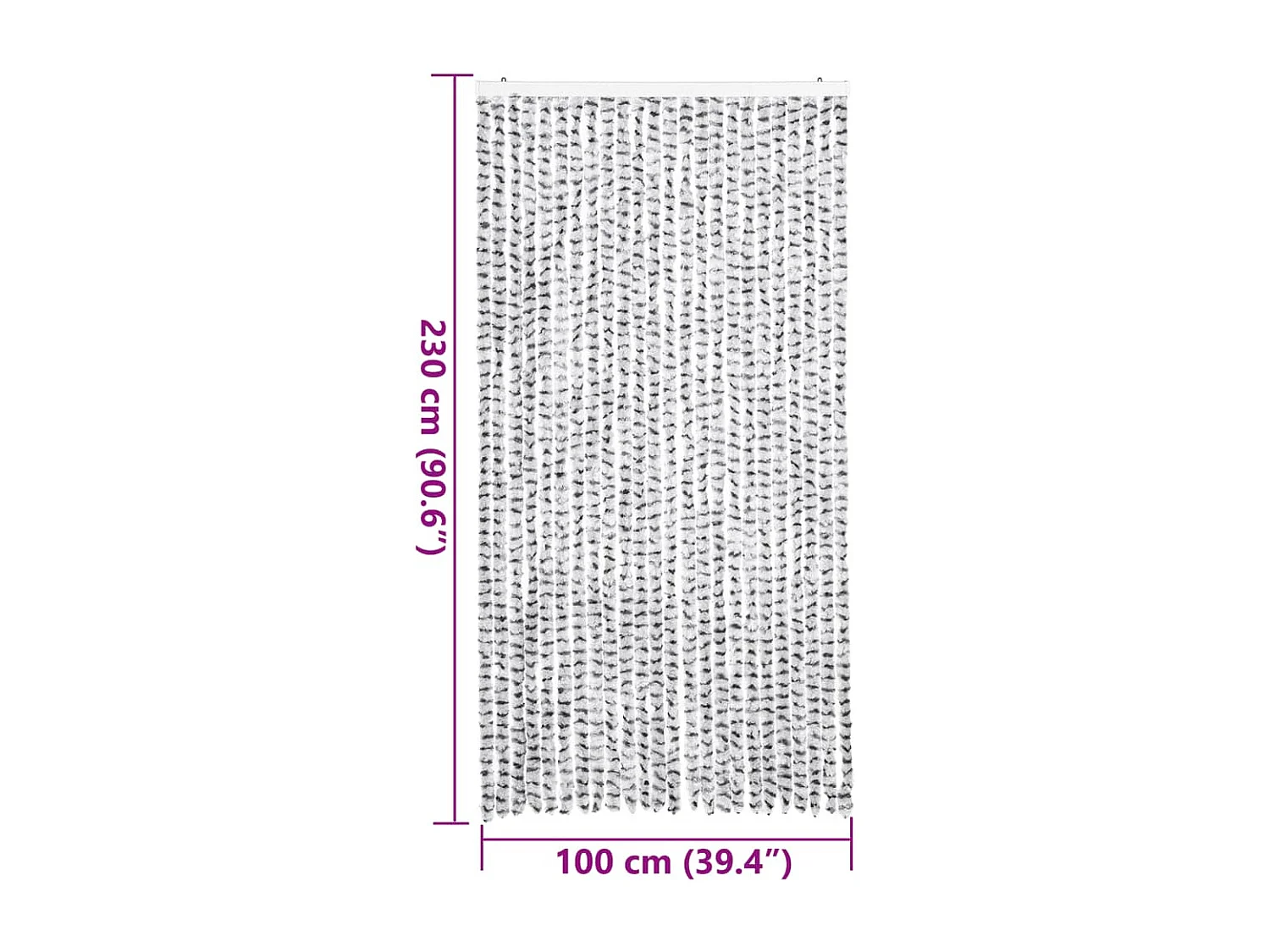 Rideau anti-mouches gris clair et gris foncé 100x230cm chenille