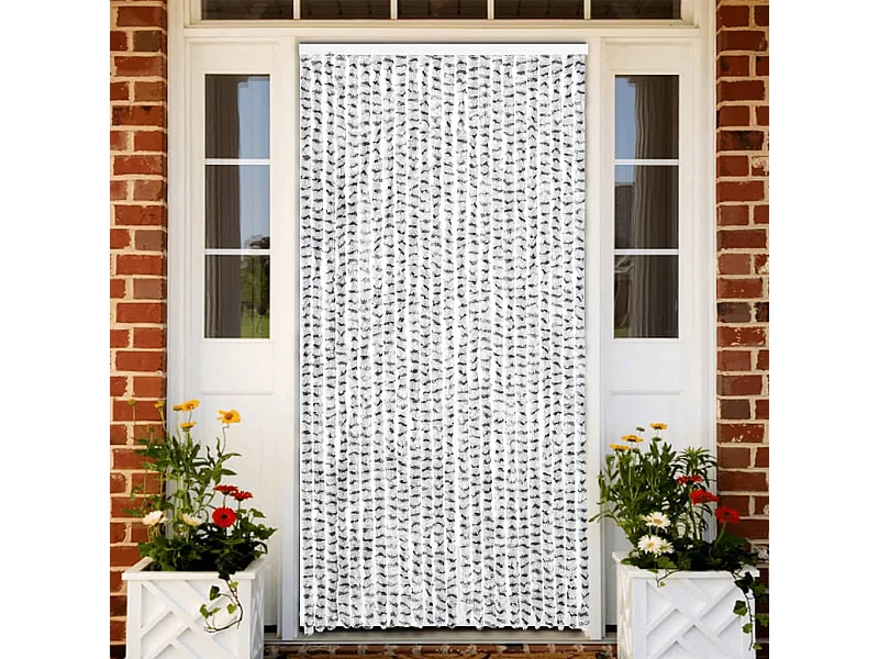 Rideau anti-mouches gris clair et gris foncé 100x230cm chenille