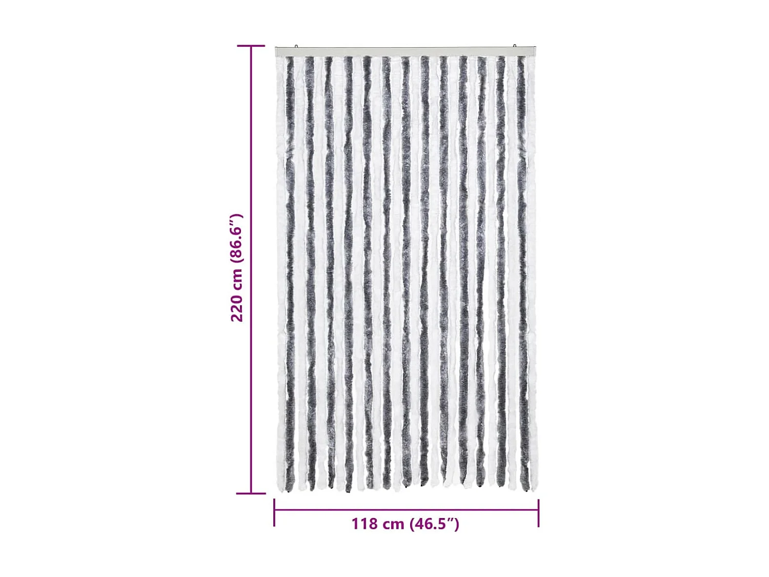 Zanzariera in ciniglia grigia e bianca 118x220 cm