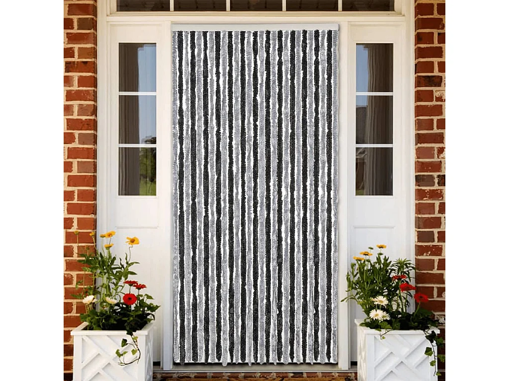 Cortina mosquiteira cinza e preta 118x220 cm chenille