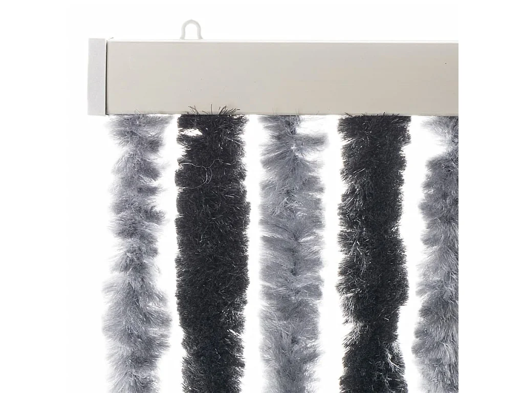 Rideau anti-mouches gris et noir 118x220 cm chenille