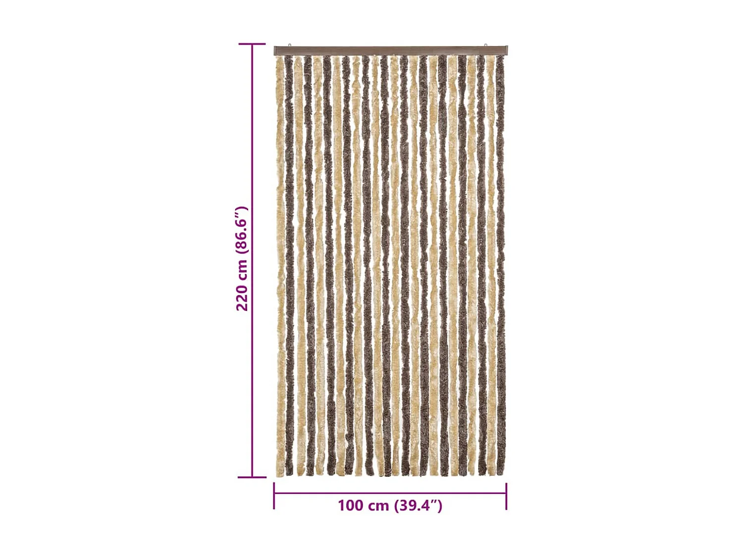 Dunkelbrauner und beiger Fliegenvorhang 100x220 cm Chenille