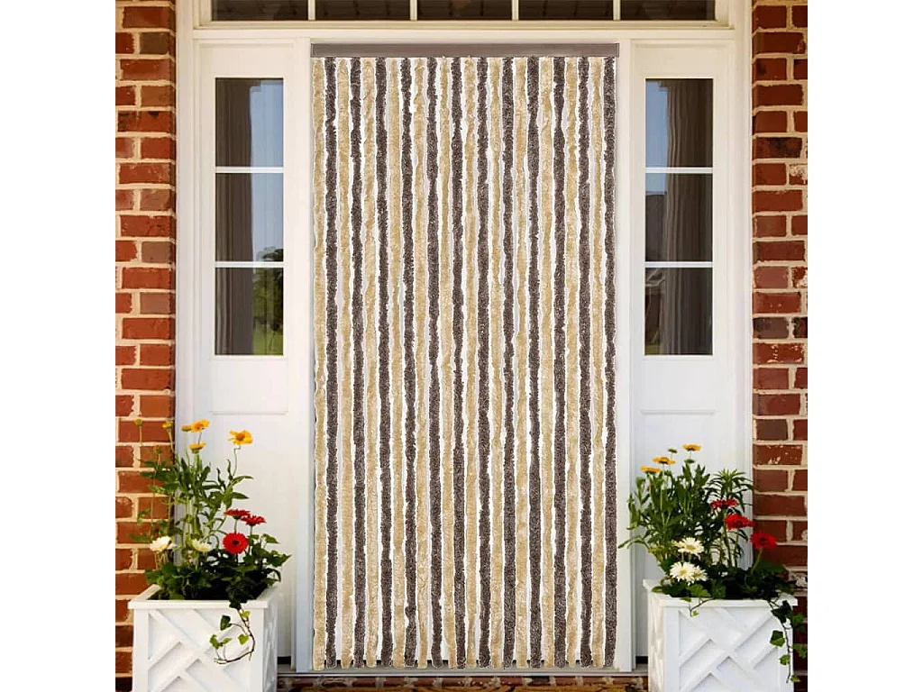 Dunkelbrauner und beiger Fliegenvorhang 100x220 cm Chenille