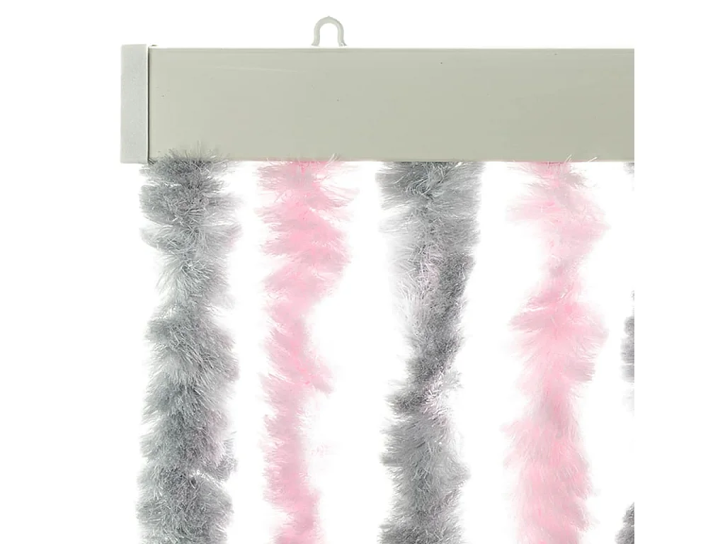 Tenda anti-mosche grigio argento e rosa 90x220 cm ciniglia