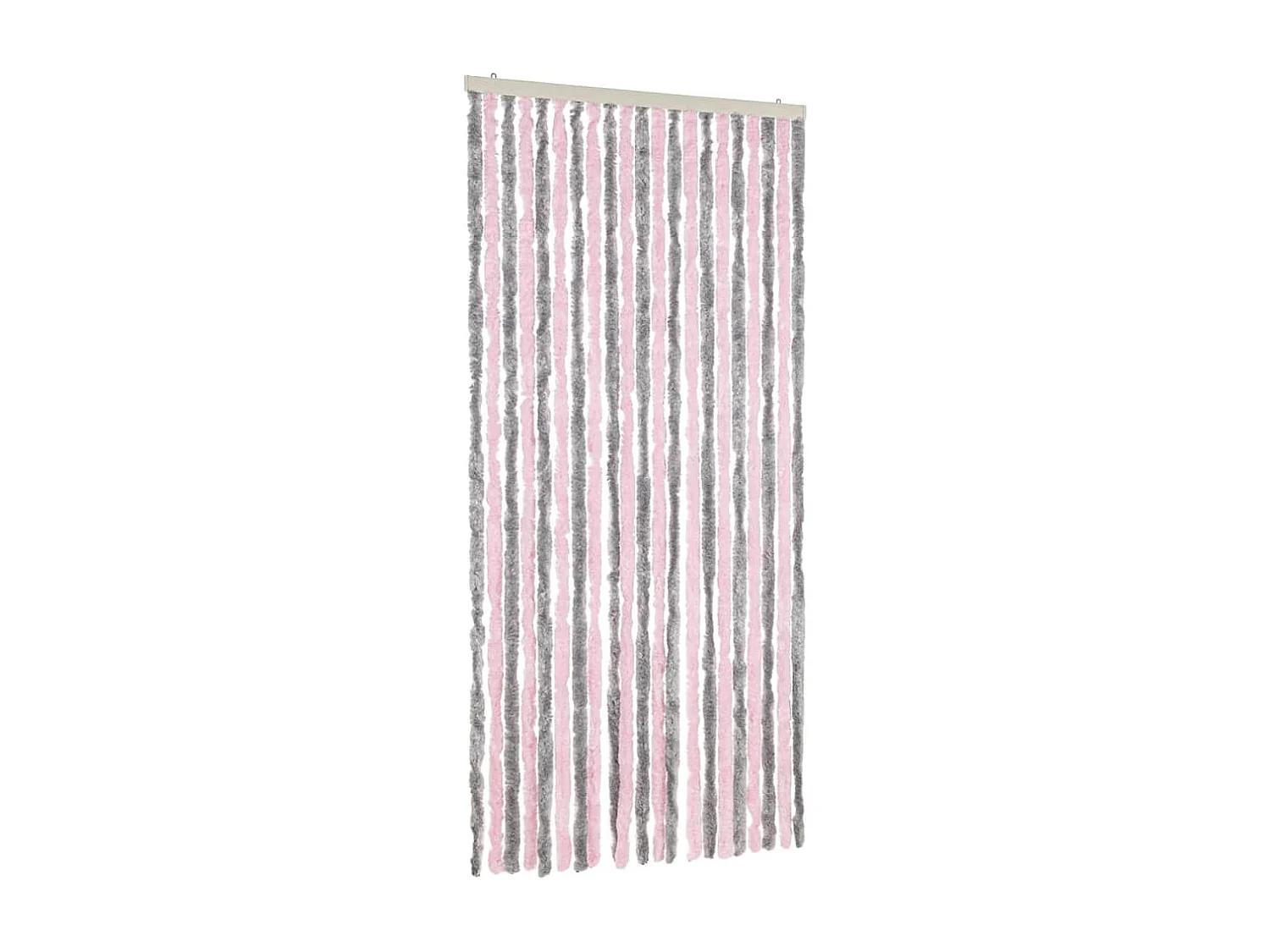 Rideau anti-mouches gris argenté et rose 90x220 cm chenille
