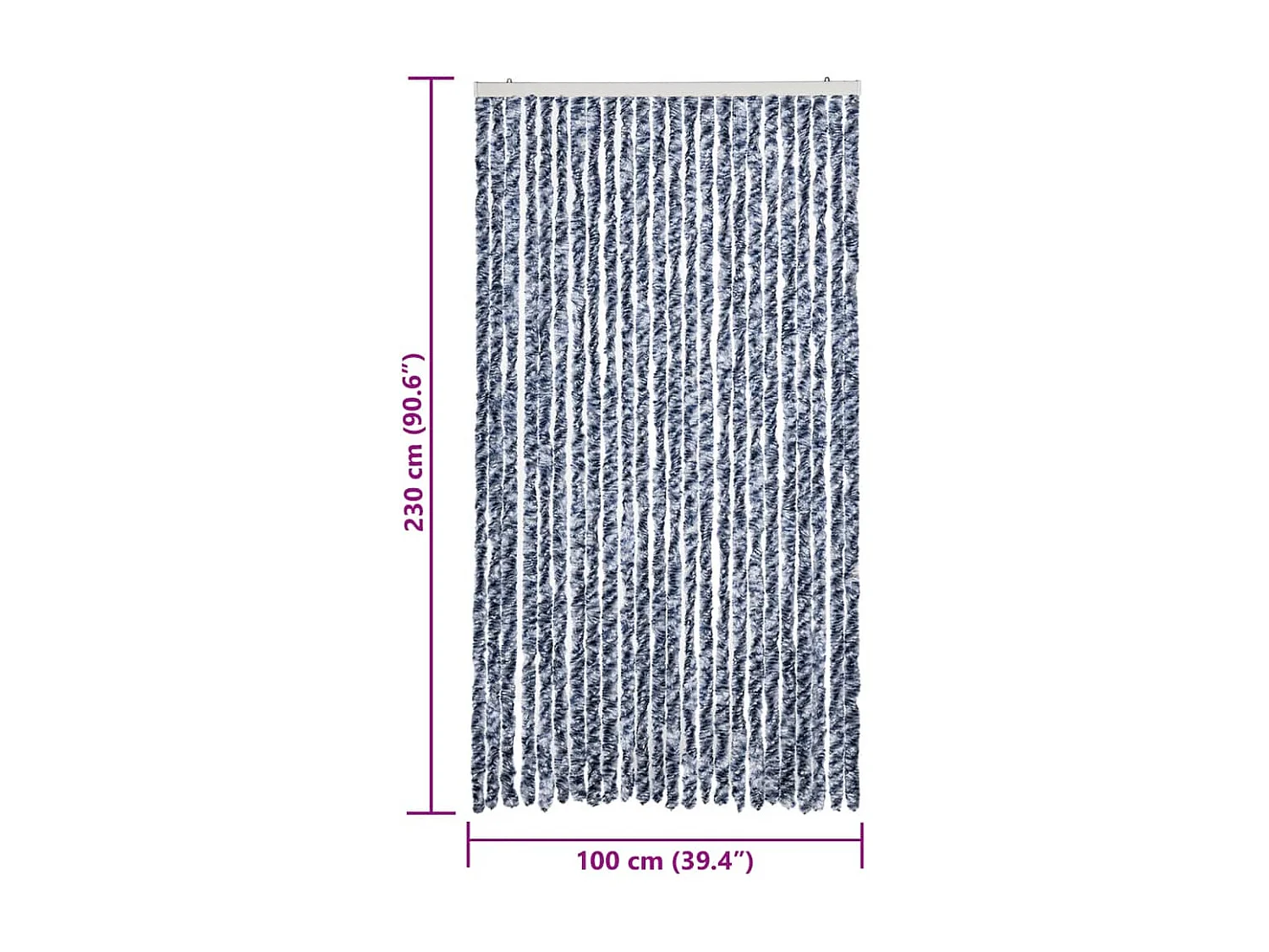 Rideau anti-mouches bleu et blanc 100x230 cm chenille