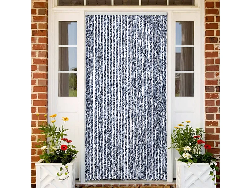 Tenda anti-mosche blu e bianca 100x230 cm ciniglia