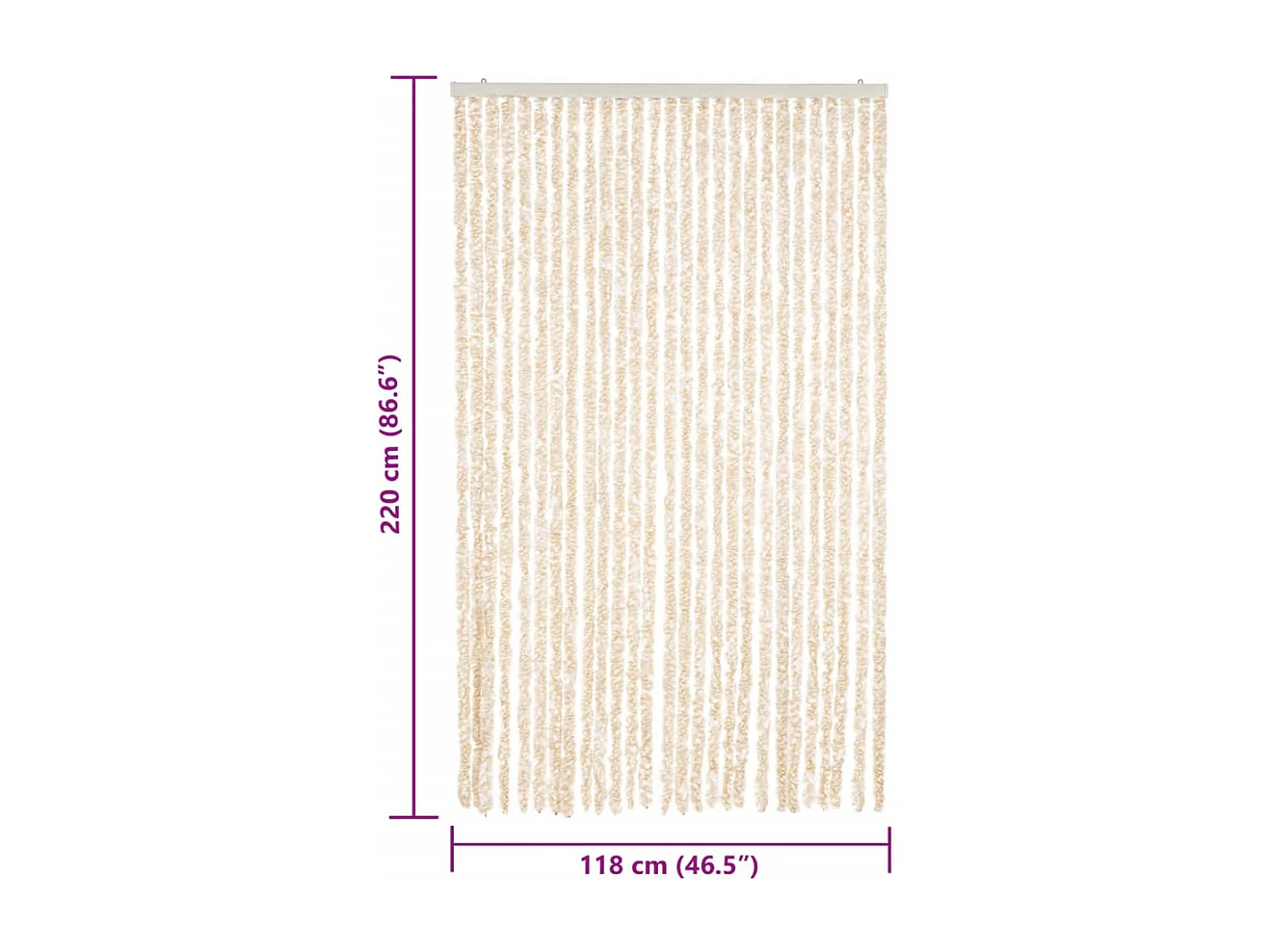 Rideau anti-mouches beige et blanc 118x220 cm chenille