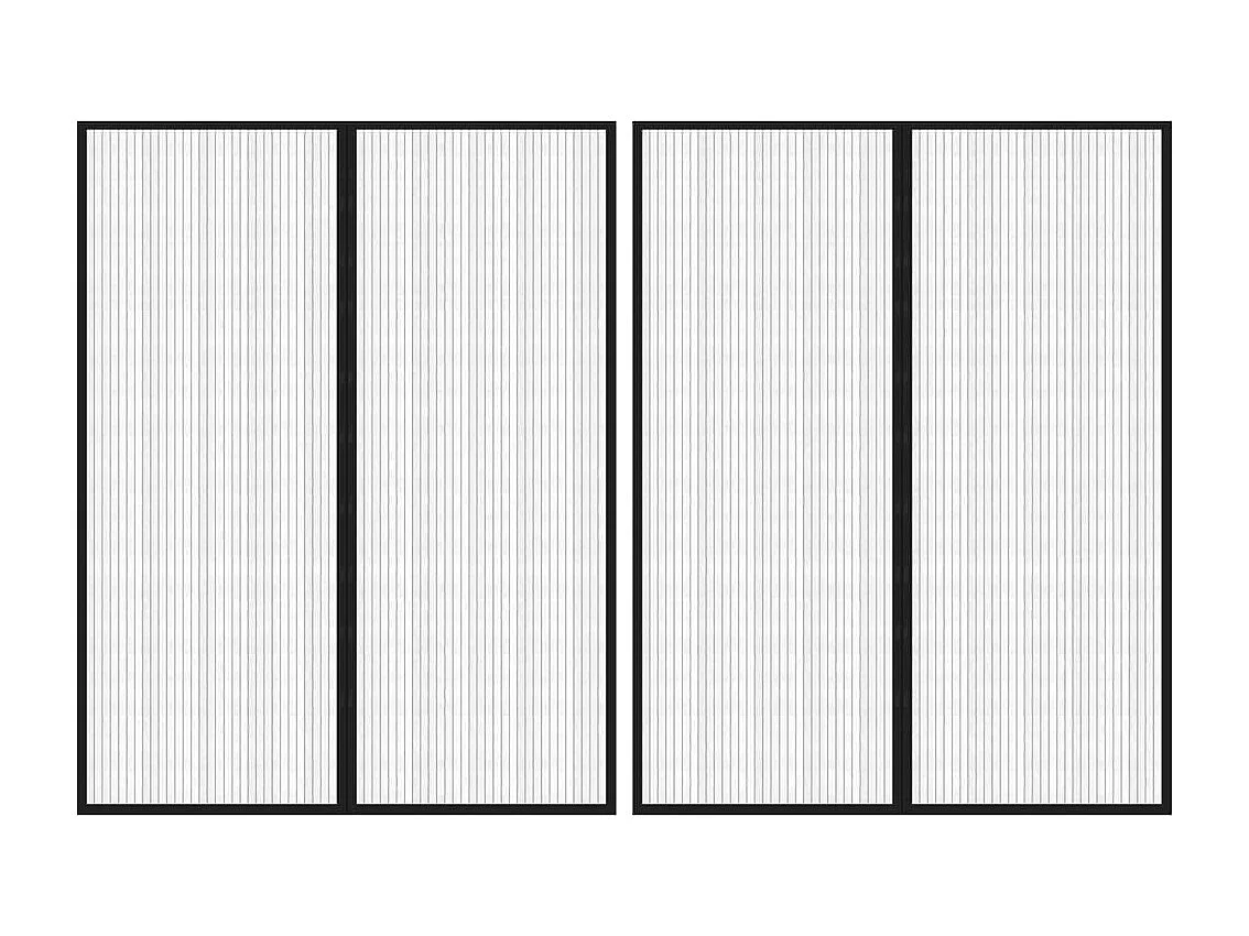 Rideaux de porte anti-insectes 2 pcs et aimants noir 230x160 cm