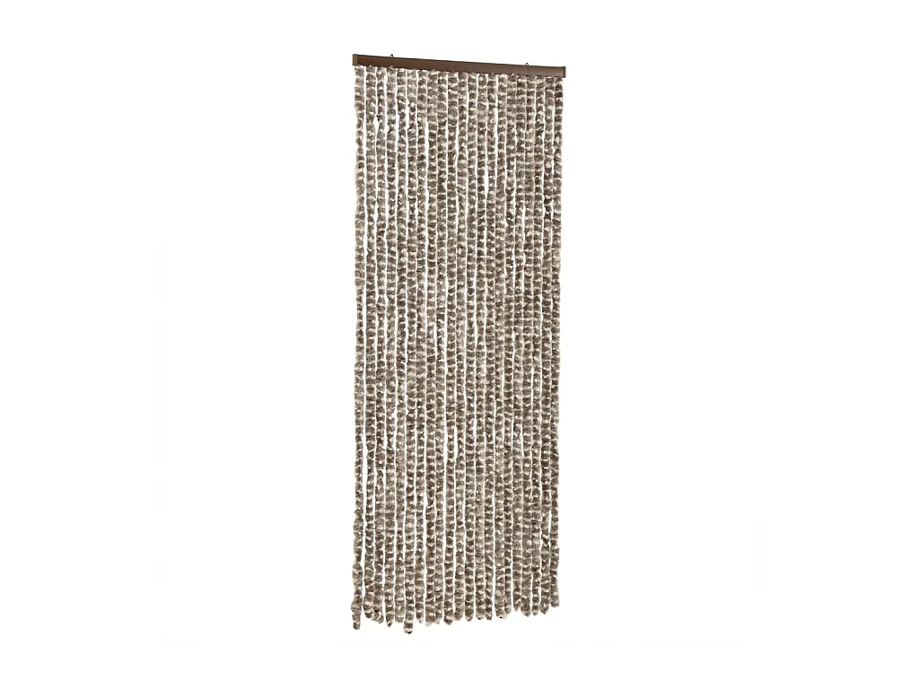 Rideau anti-mouches taupe et blanc 56x200 cm chenille