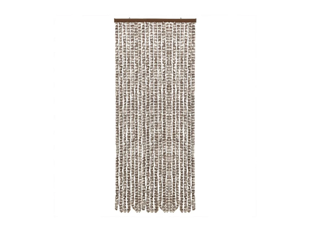 Rideau anti-mouches taupe et blanc 56x200 cm chenille