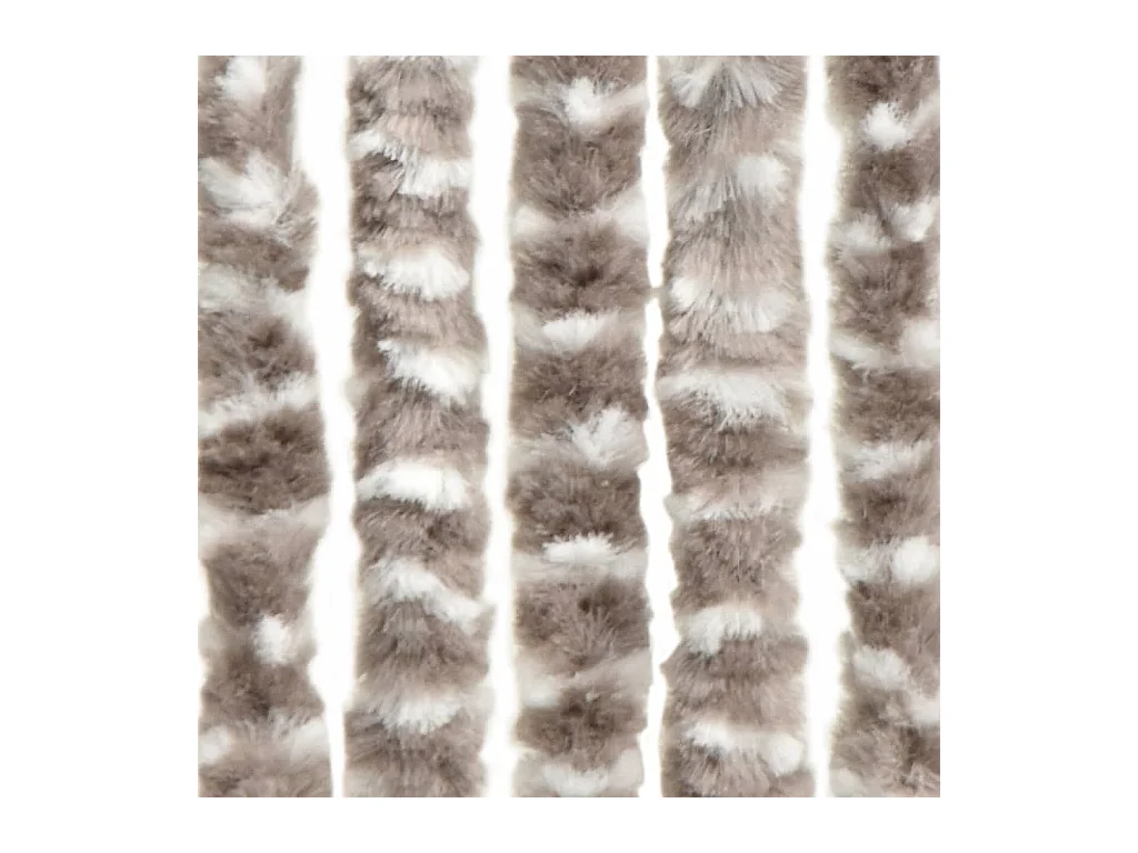 Rideau anti-mouches taupe et blanc 56x200 cm chenille