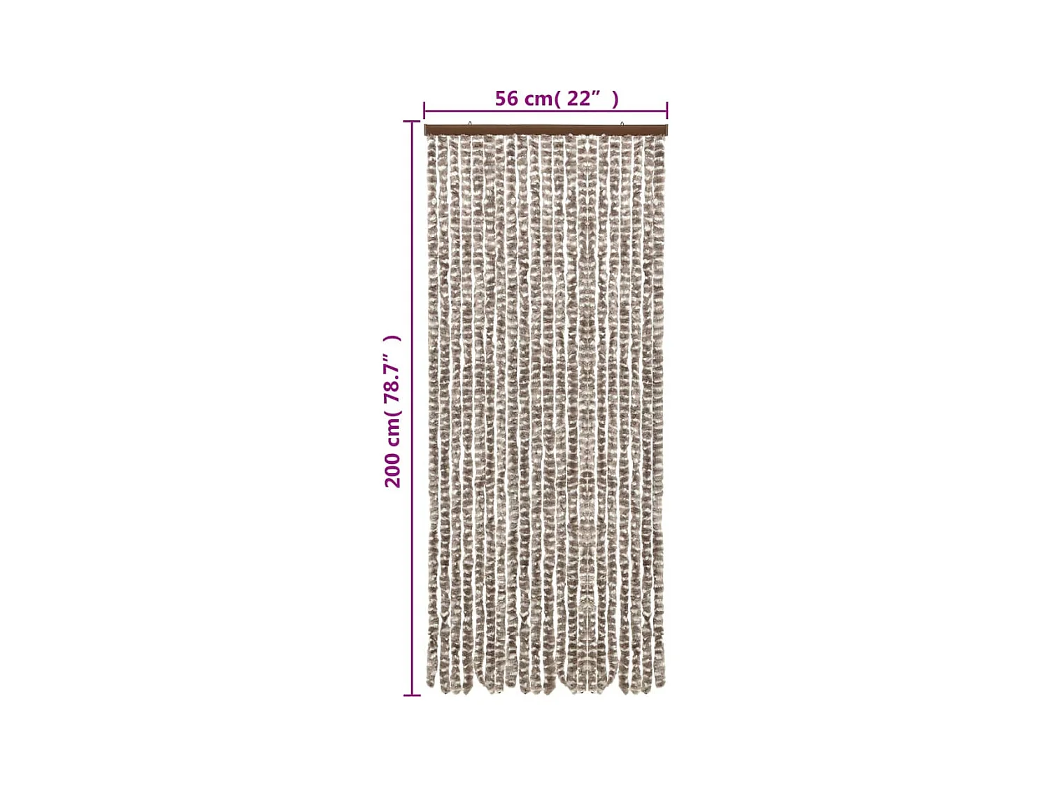 Rideau anti-mouches taupe et blanc 56x200 cm chenille