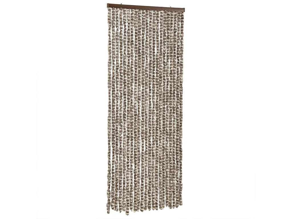 Rideau anti-mouches taupe et blanc 56x200 cm chenille