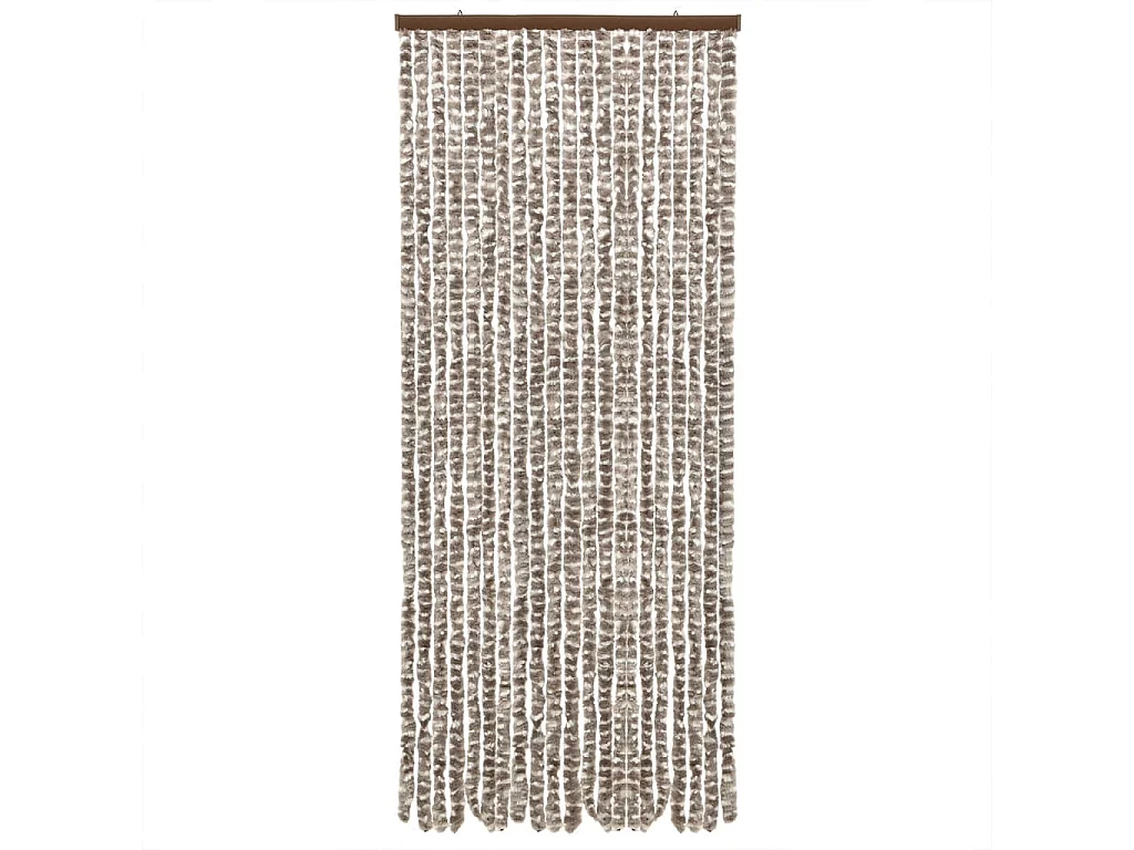 Rideau anti-mouches taupe et blanc 56x200 cm chenille