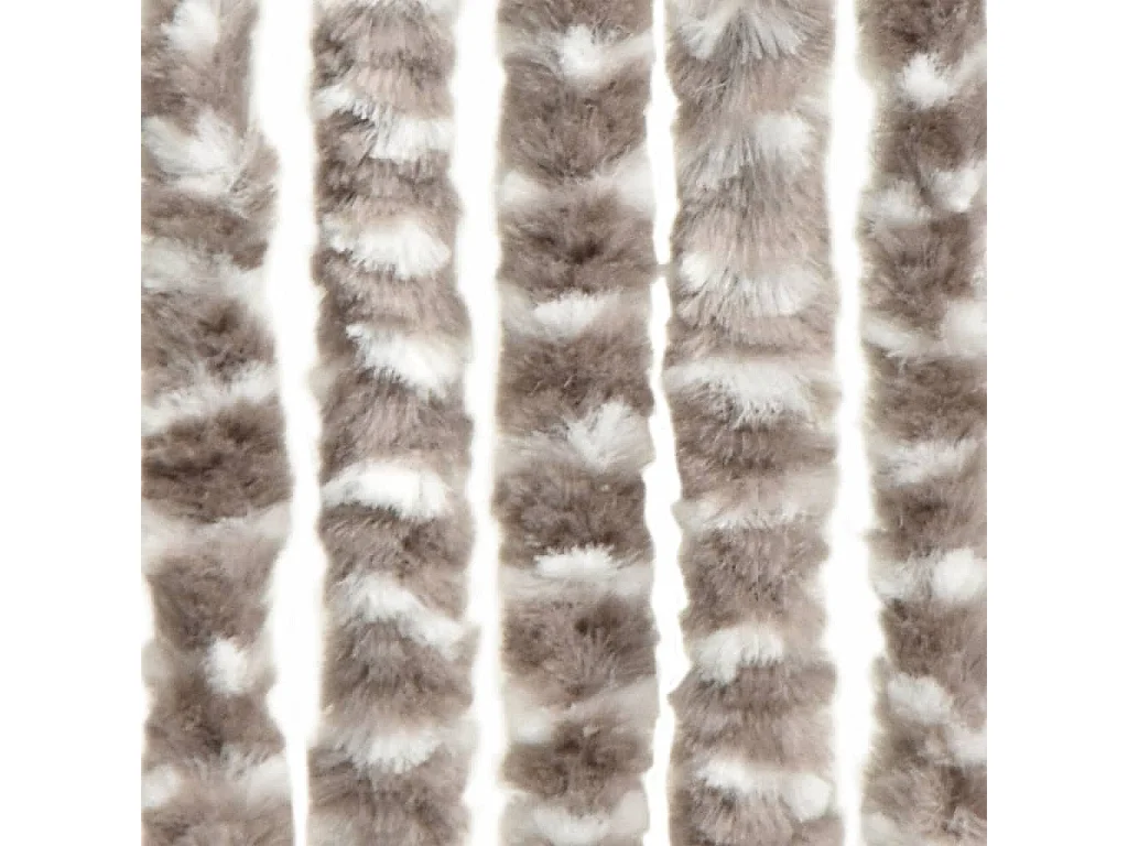 Rideau anti-mouches taupe et blanc 56x200 cm chenille