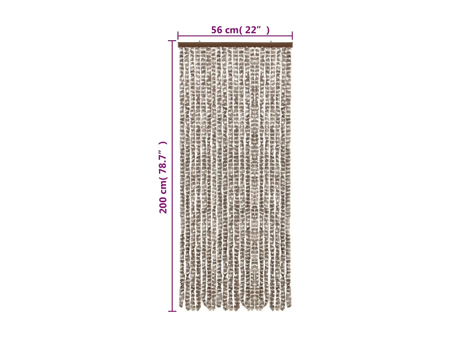 Rideau anti-mouches taupe et blanc 56x200 cm chenille
