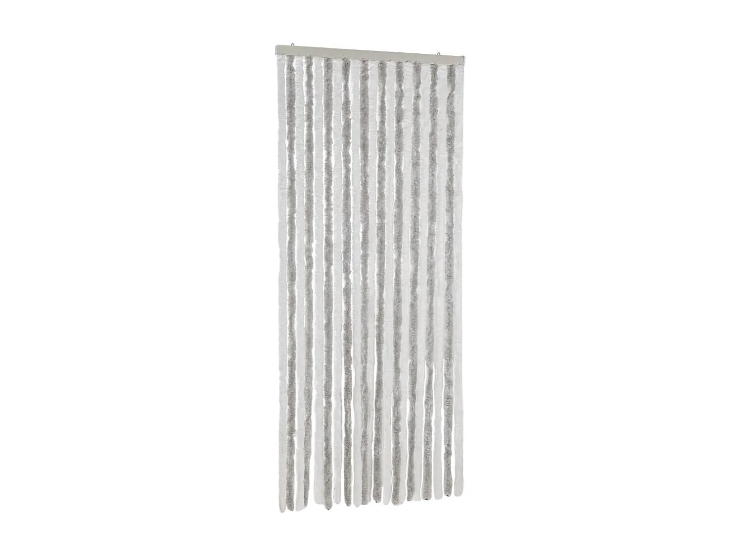 Rideau anti-mouches gris clair et blanc 90x220 cm chenille