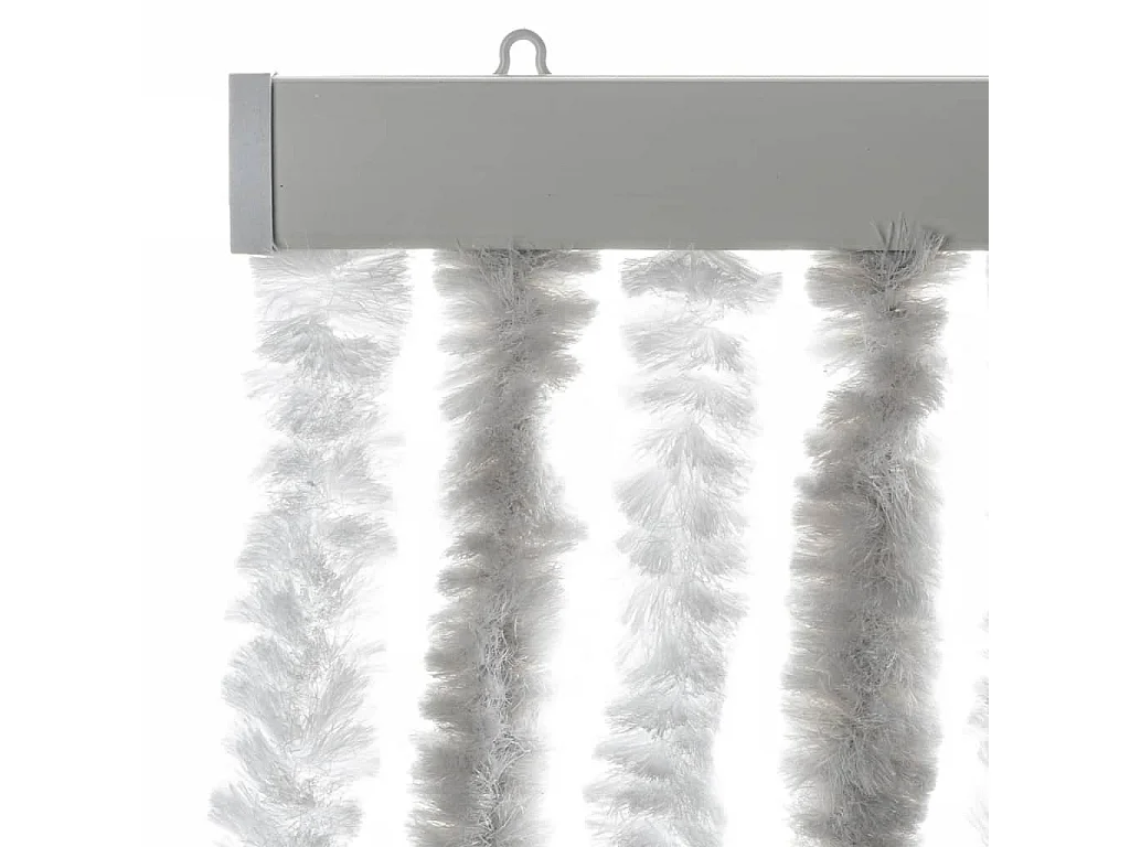 Rideau anti-mouches gris clair et blanc 90x220 cm chenille