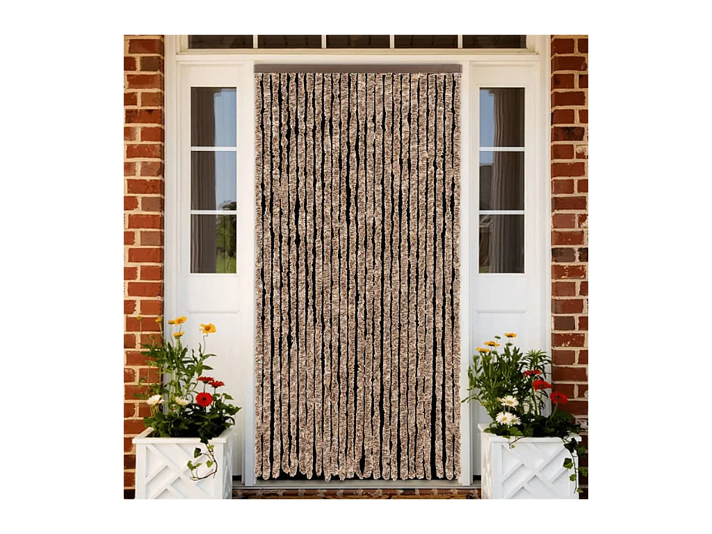 Rideau anti-mouches beige et marron foncé 100x220 cm chenille