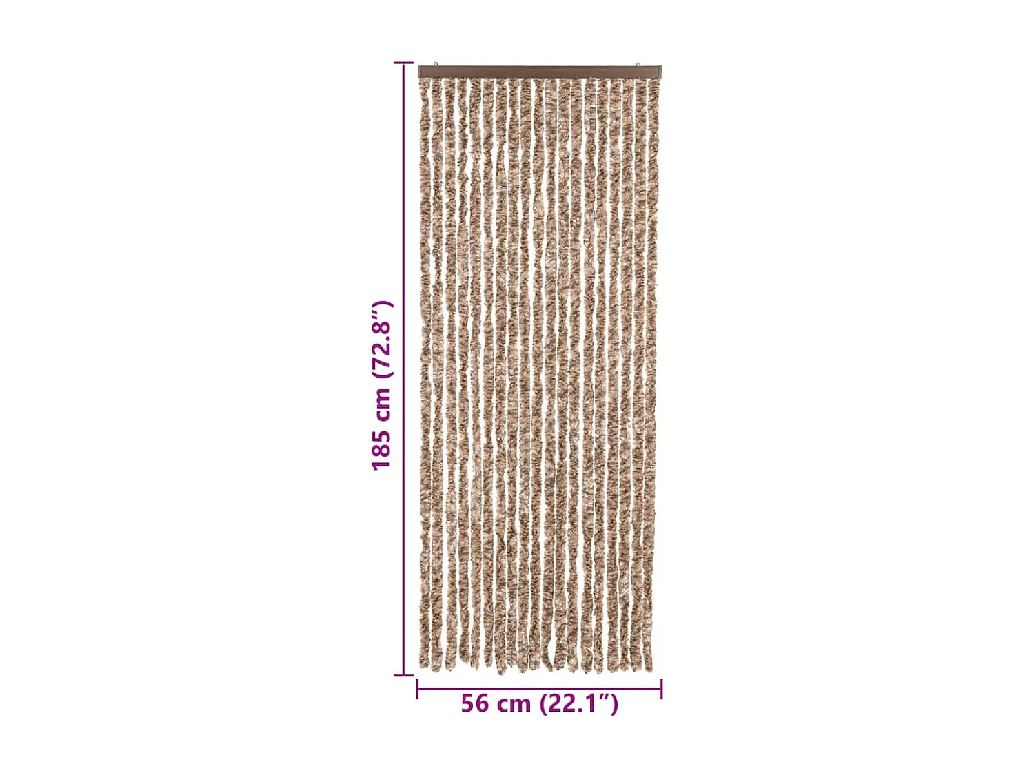 Rideau anti-mouches beige et marron foncé 56x185 cm chenille