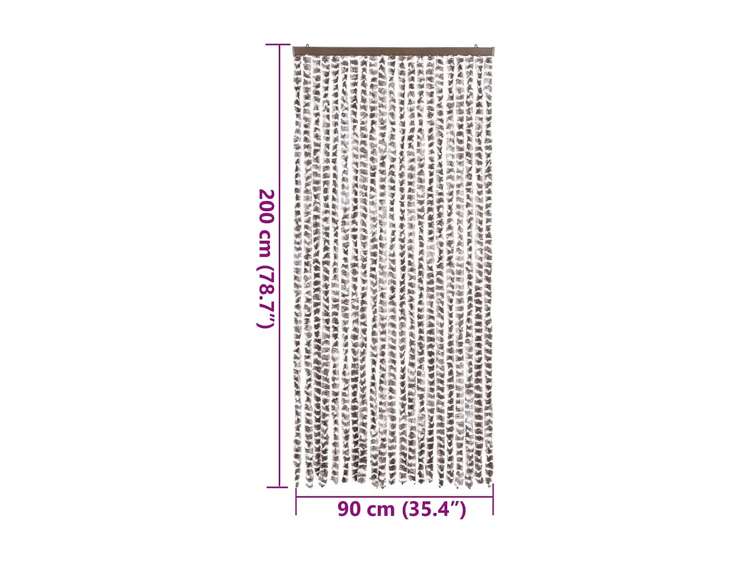 Vliegengordijn taupe en wit 90x200 cm chenille