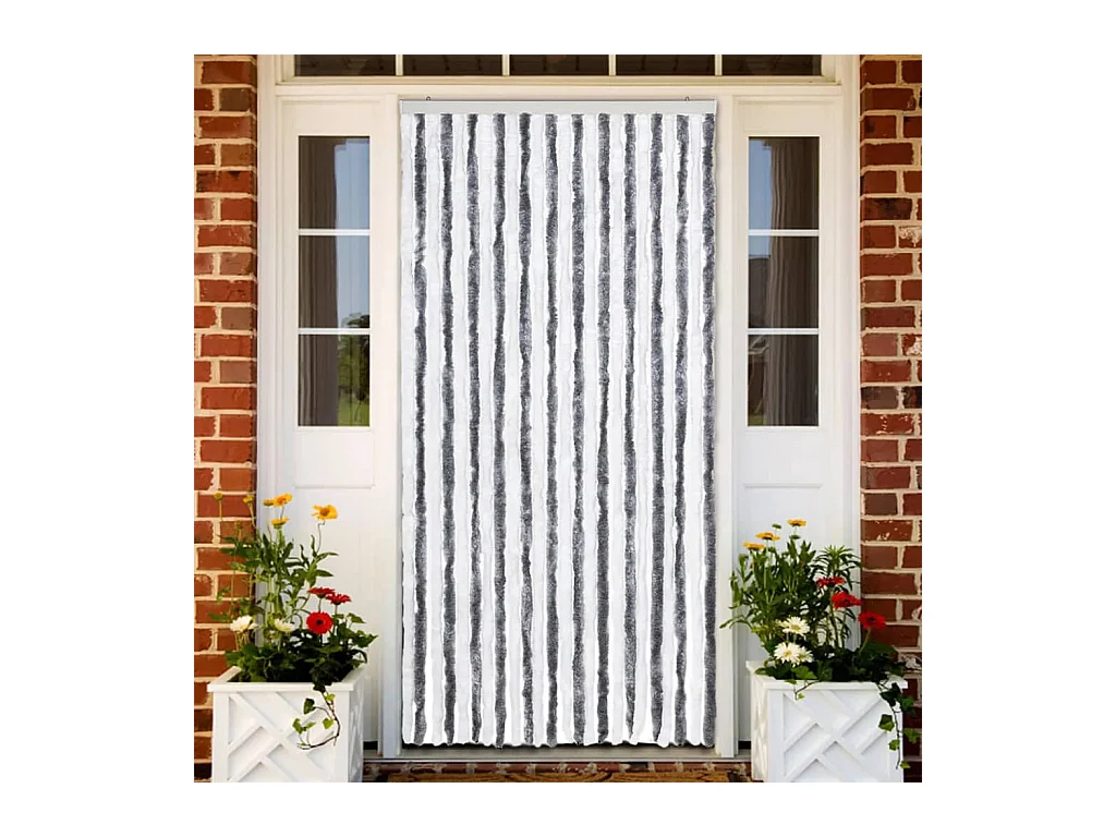 Moustiquaire Gris et blanc 100x220 cm Chenille