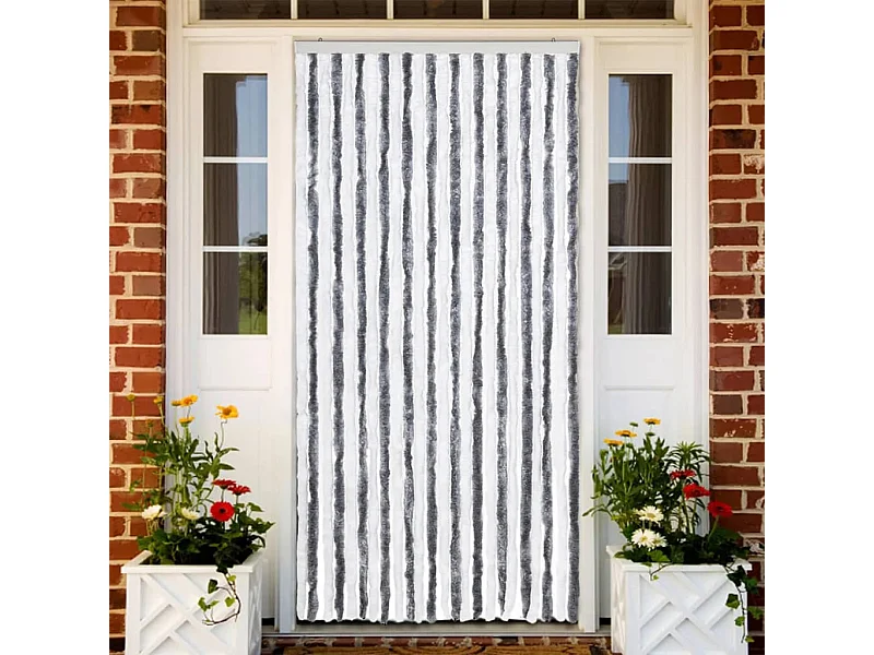 Moustiquaire Gris et blanc 100x220 cm Chenille