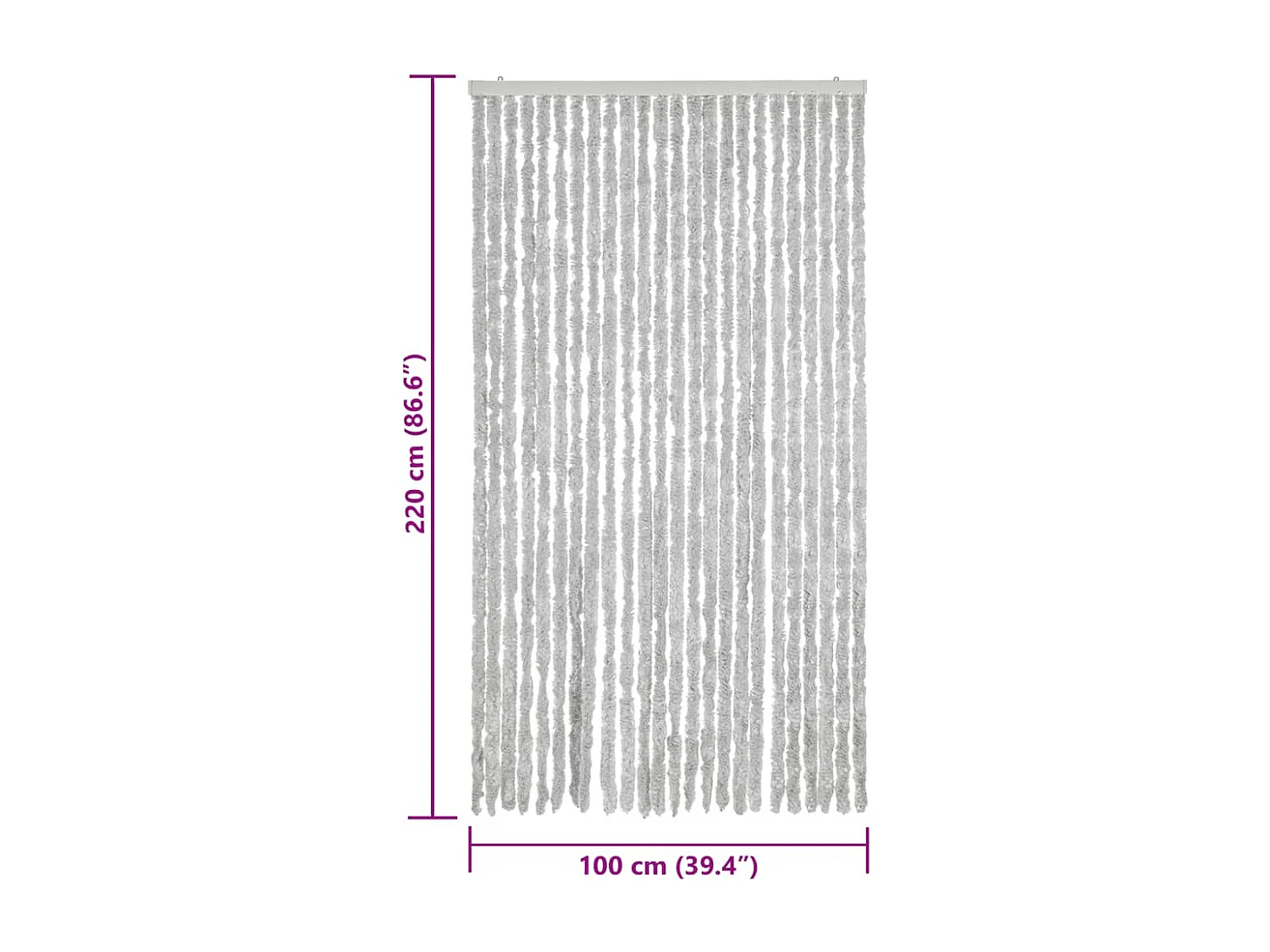 Rideau anti-mouches gris 100x220 cm chenille