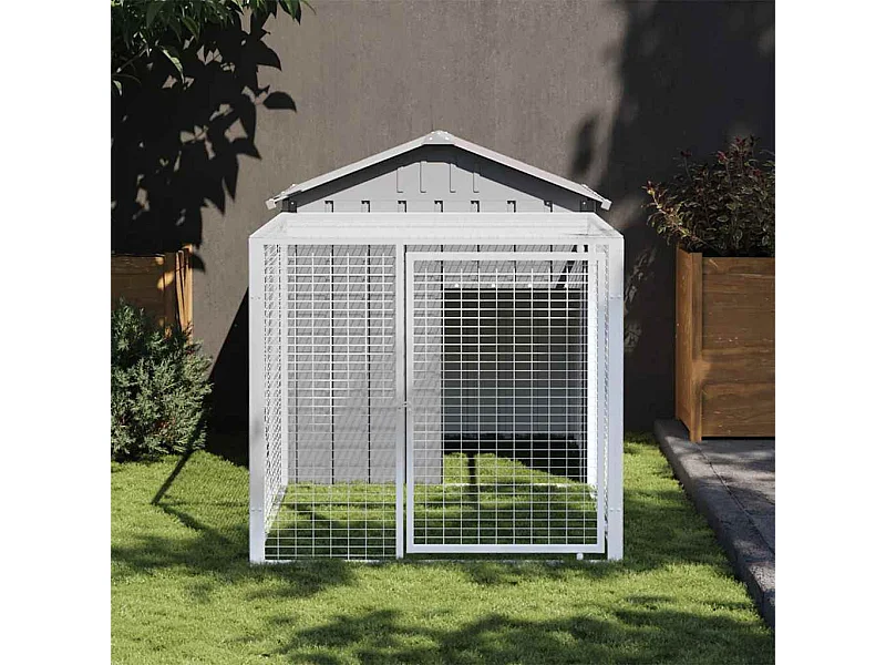 Galinheiro com quintal cinza claro 117x201x123 cm aço galvanizado