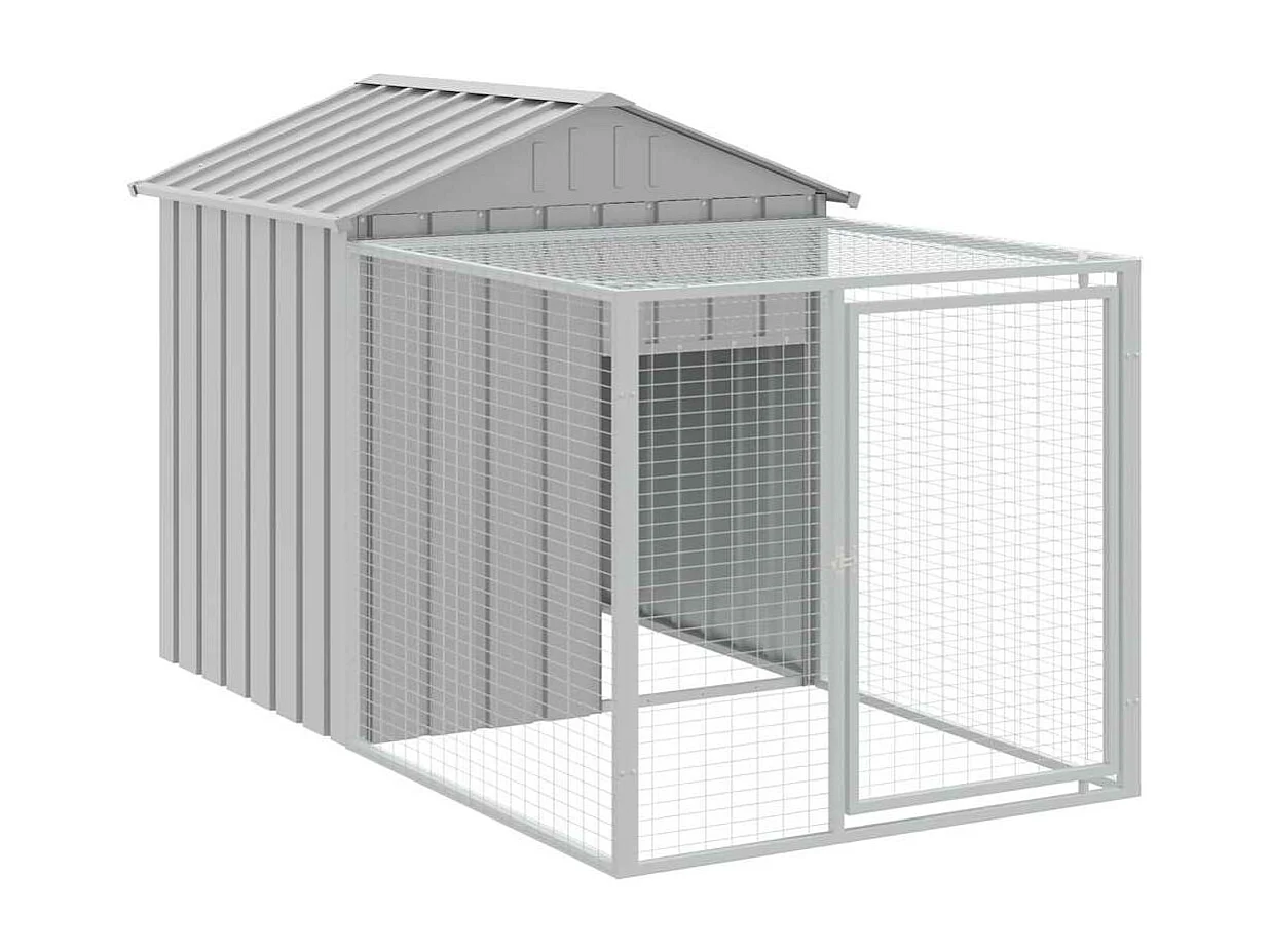 Galinheiro com quintal cinza claro 117x201x123 cm aço galvanizado