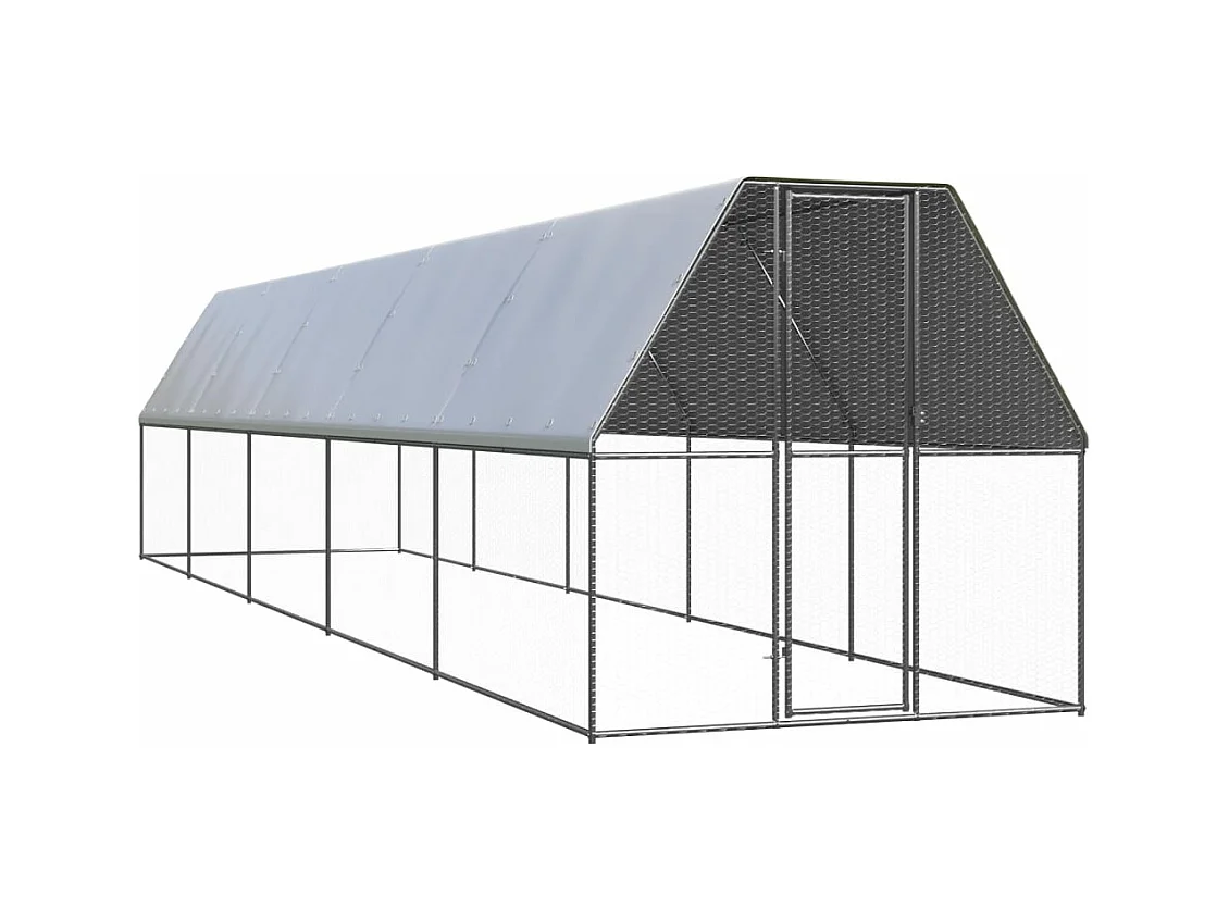 Poulailler d'extérieur 2x10x2 m Acier galvanisé