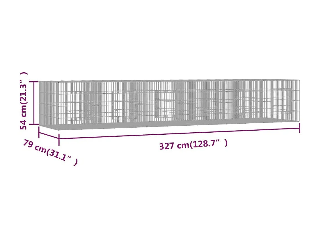 Cage à lapin 6 panneaux 327x79x54 cm Fer galvanisé