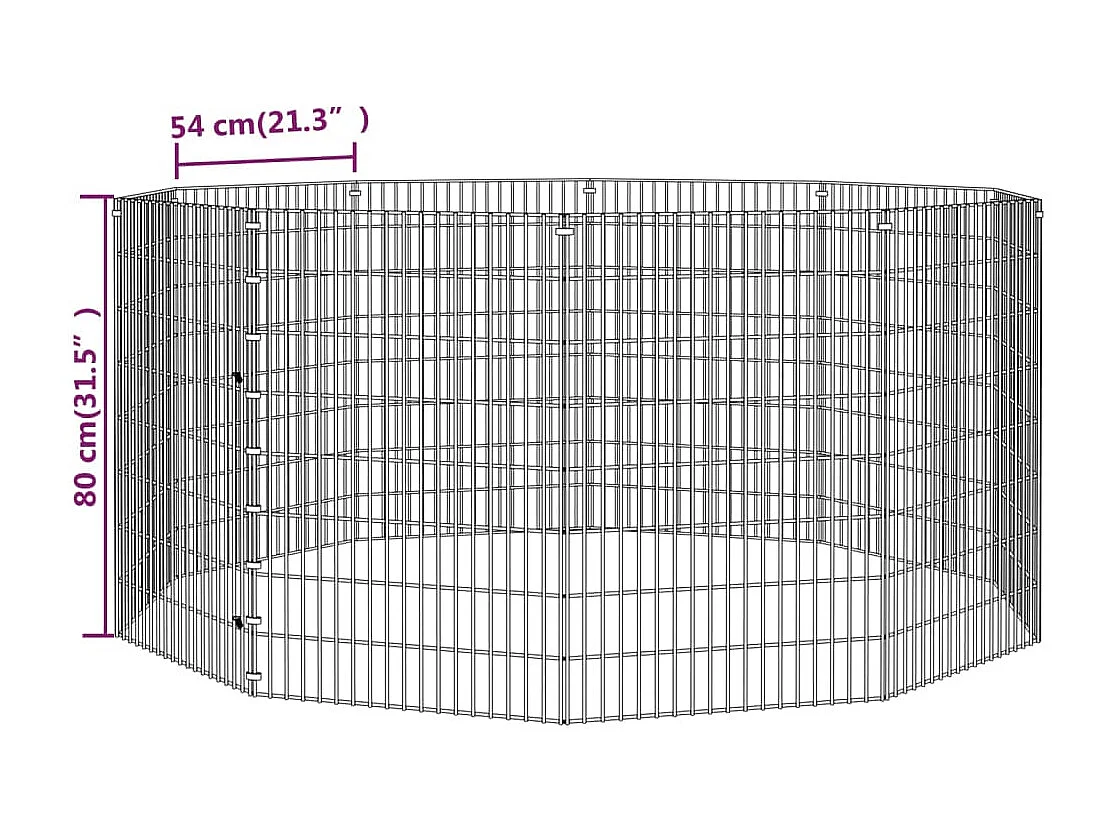 Enclos d'animaux en liberté 10 panneaux 54x80 cm fer galvanisé