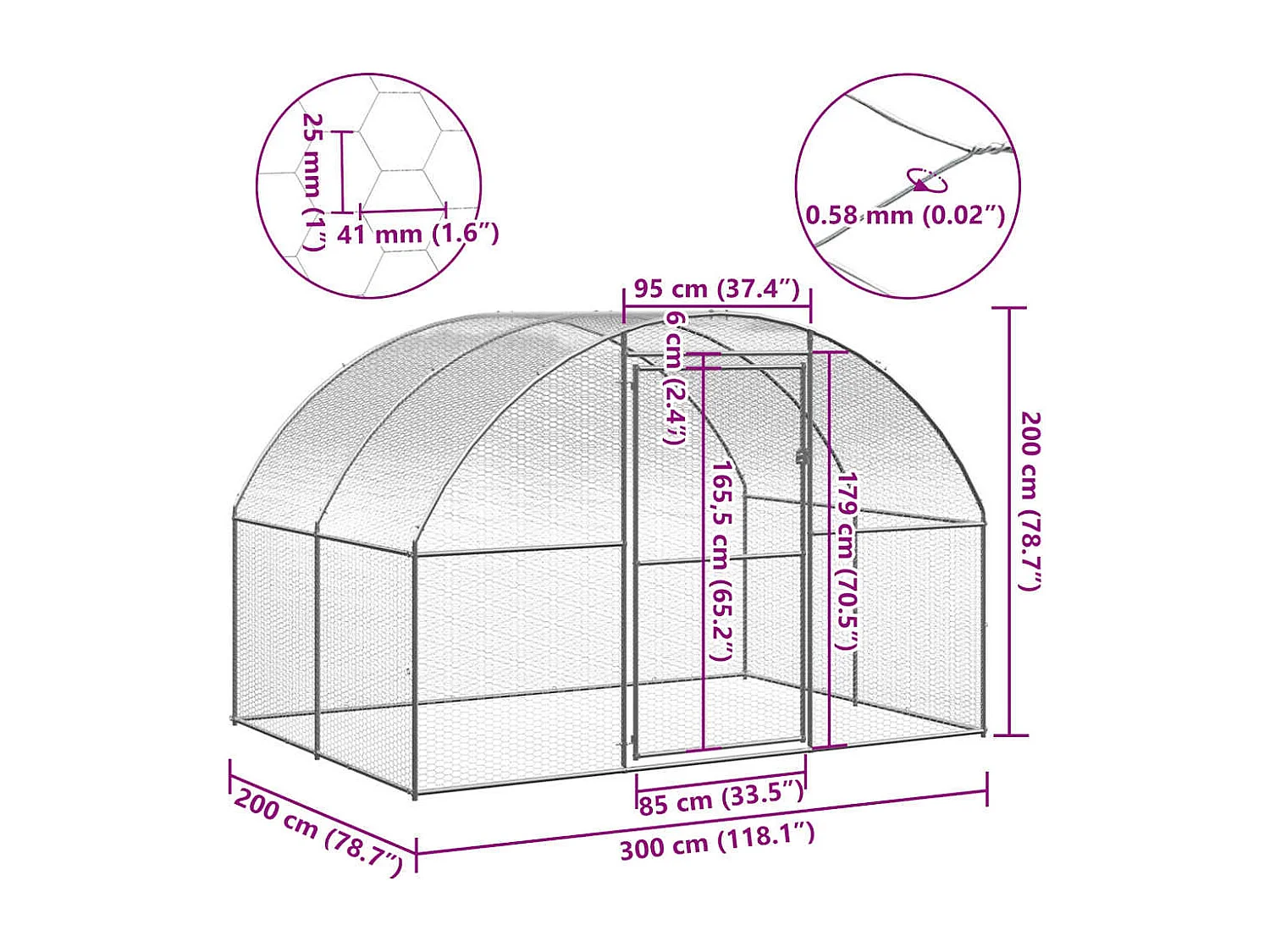 Poulailler d'extérieur 3x2x2 m Acier galvanisé