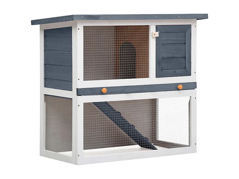 Clapier d'extérieur 1 porte Gris Bois