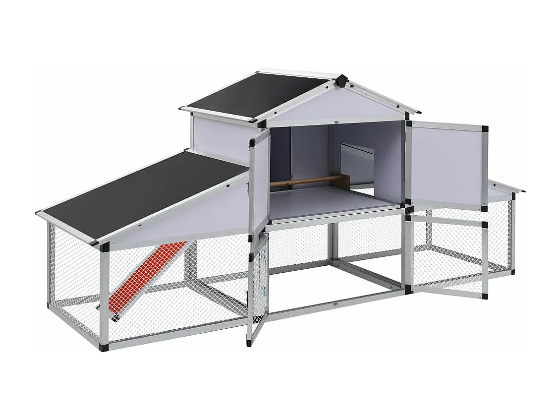 Gallinero con rampas y caja nido Aluminio